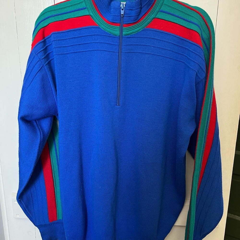 Vintage Blue Quarter Zip Meister Ski Sweater